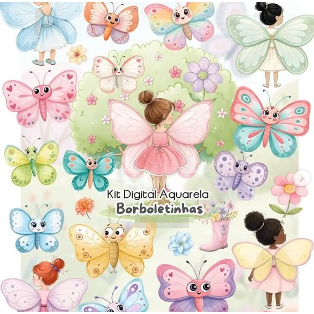 Kit Digital Borboletinhas em Png  1