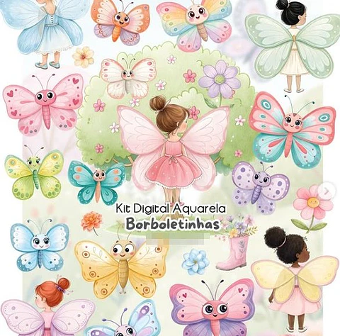 Kit Digital Borboletinhas em Png 
