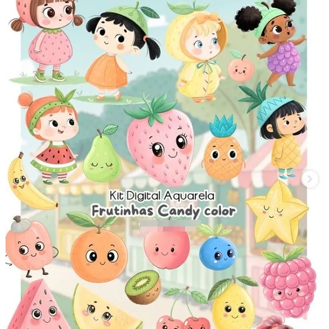 Kit Digital Frutinhas Candy em Png  1