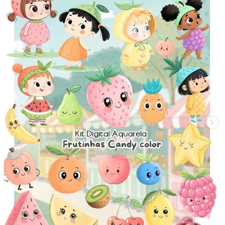 Kit Digital Frutinhas Candy em Png  1