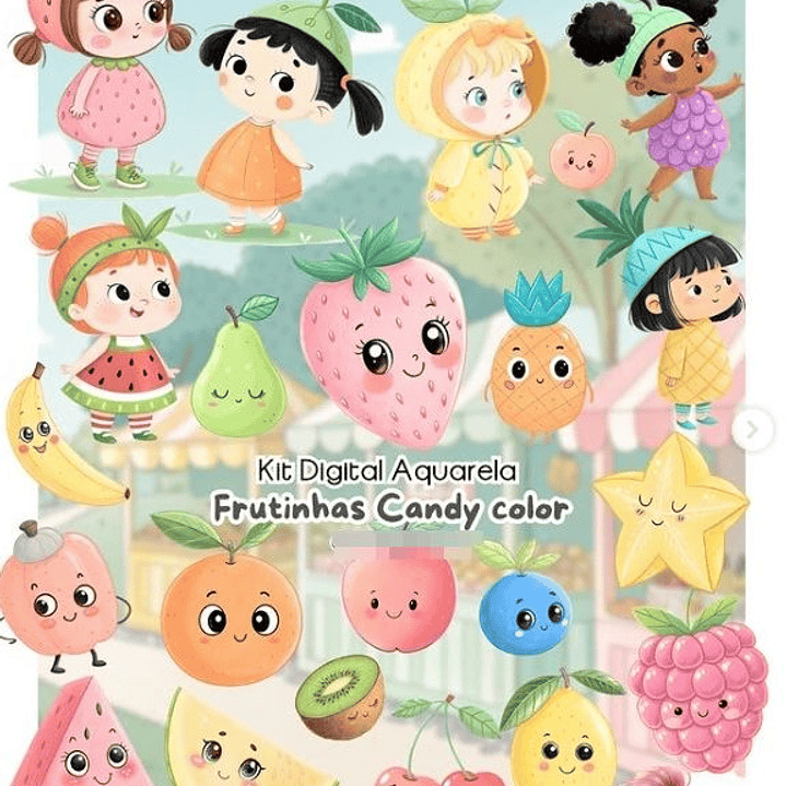 Kit Digital Frutinhas Candy em Png  1