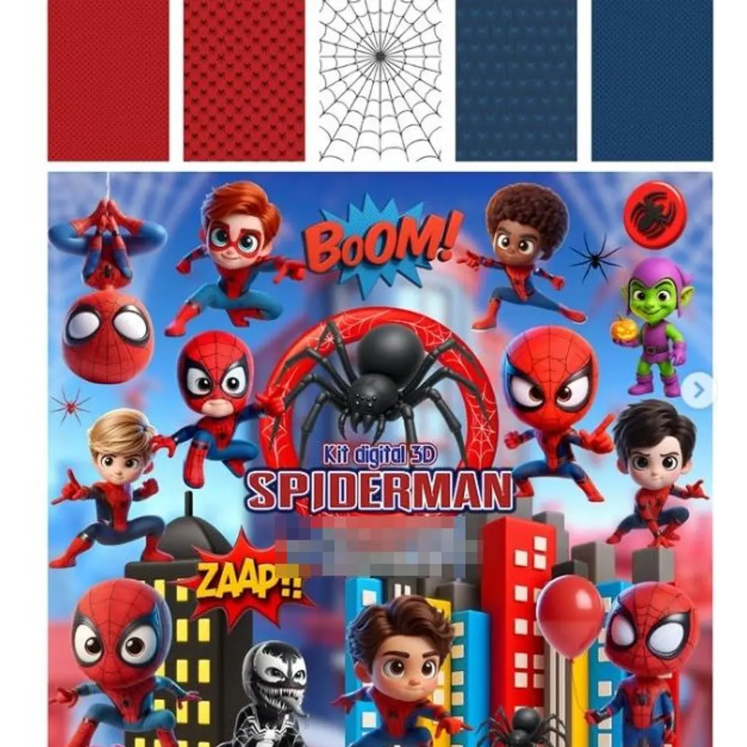 Kit Digital Homem Aranha em Png 1