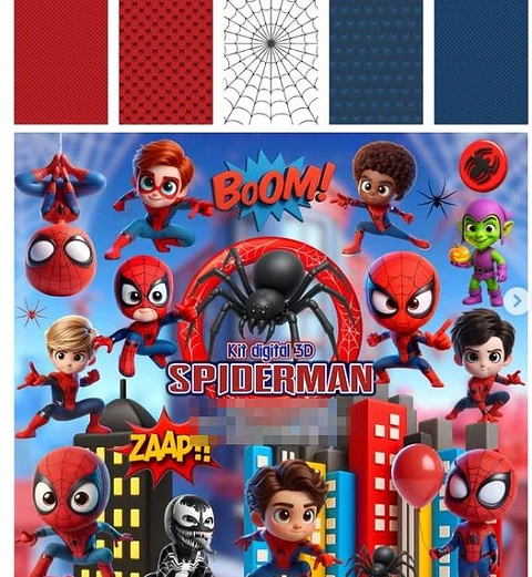 Kit Digital Homem Aranha em Png