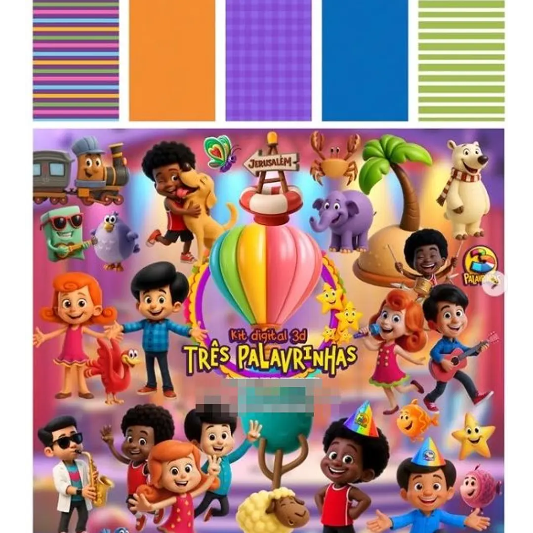 Kit Digital Três Palavrinhas em Png 1