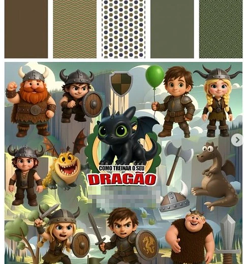 Kit Digital Como Treinar Seu Dragão  em Png 