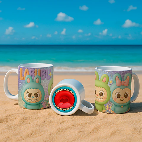 10 Artes para Caneca Labubu Bocão Arquivo Editável 