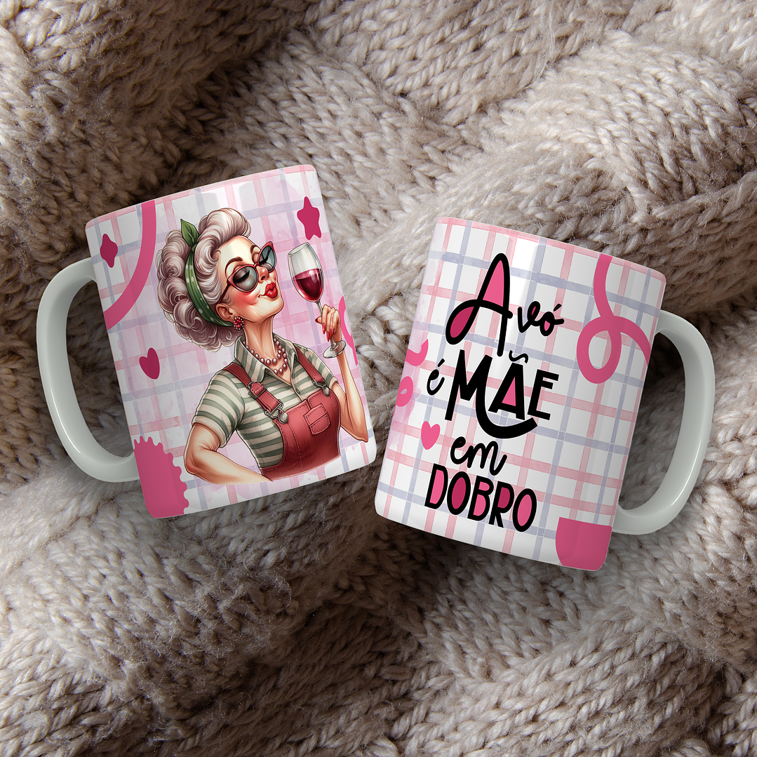 12 Artes para Caneca Avó é mãe em Dobro Arquivo Editável  5