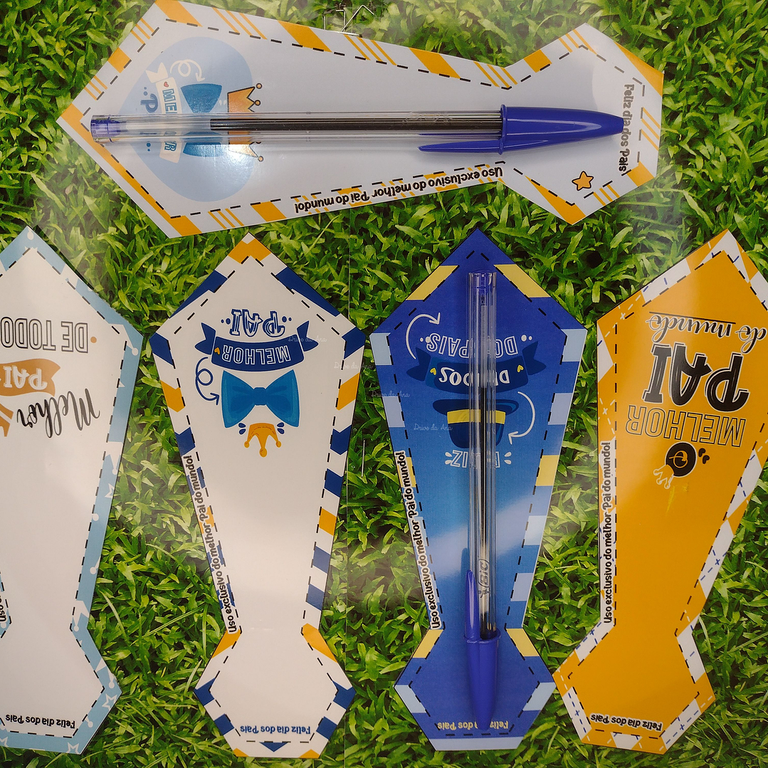 Card para Caneta Gravata Dia dos Pais Arquivo de Corte em PNG e PDF para Baixar 1