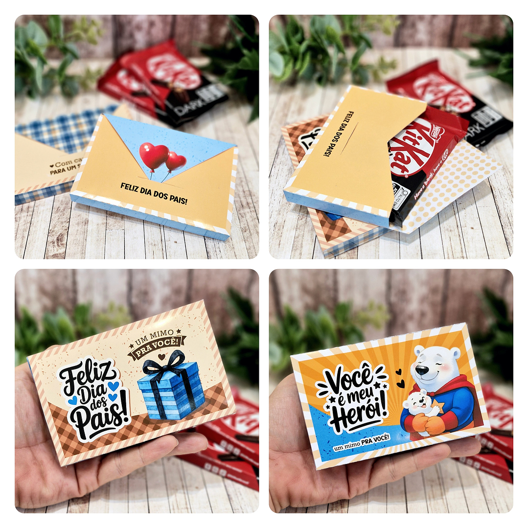 Envelope kit kat Dia dos Pais Arquivo de Corte em PDF e Png para Baixar 1
