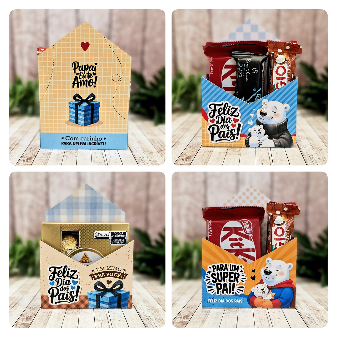 Caixa Envelope Dia dos Pais Arquivo de Corte em PDF e Png para Baixar 1