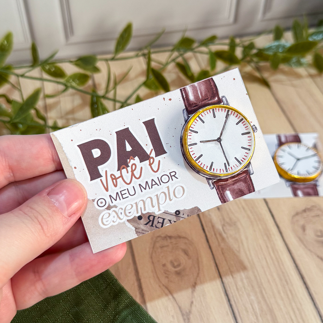 Card relógio chocolate Dia dos Pais Arquivo de Corte em PDF e Png para Baixar 1