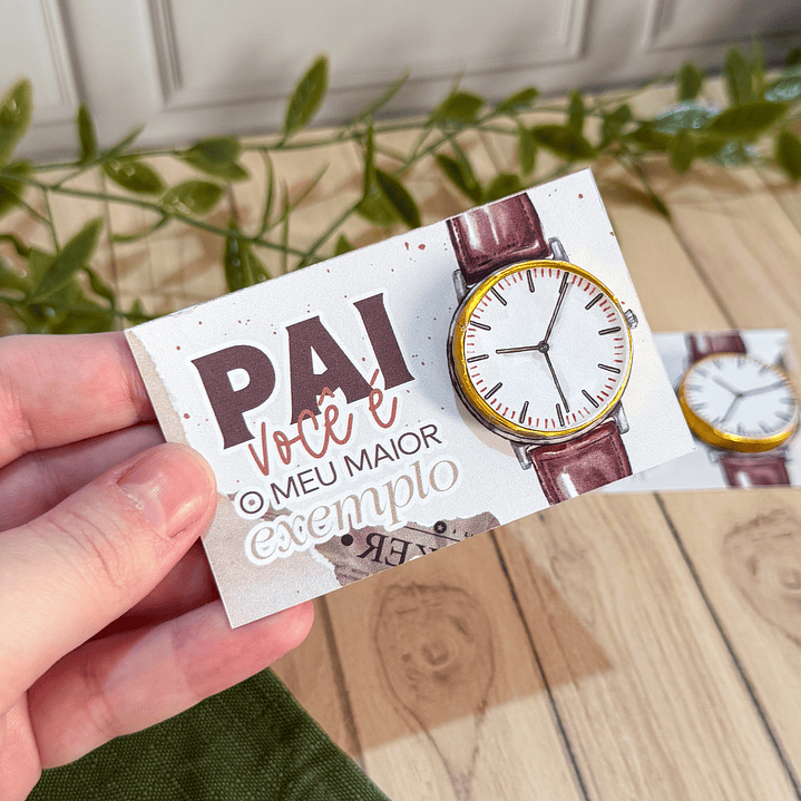 Card relógio chocolate Dia dos Pais Arquivo de Corte em PDF e Png para Baixar 1