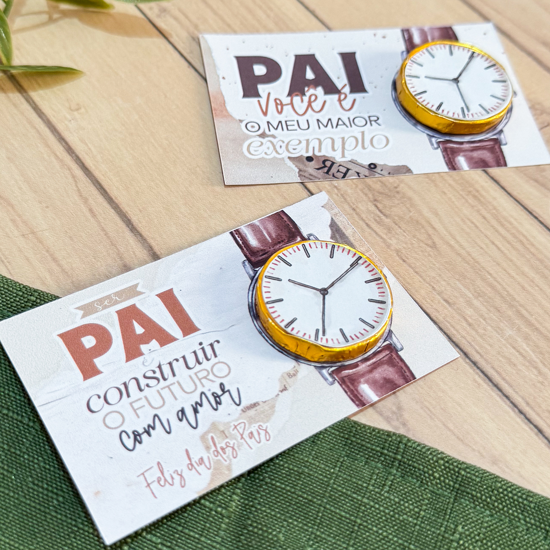Card relógio chocolate Dia dos Pais Arquivo de Corte em PDF e Png para Baixar 2