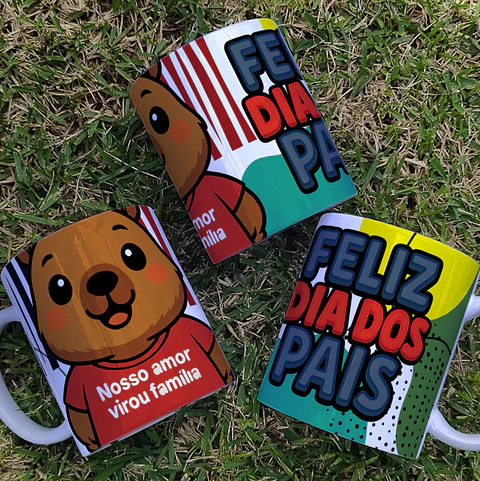 10 Artes para Caneca Dia dos Pais Capivara Arquivo Editável 