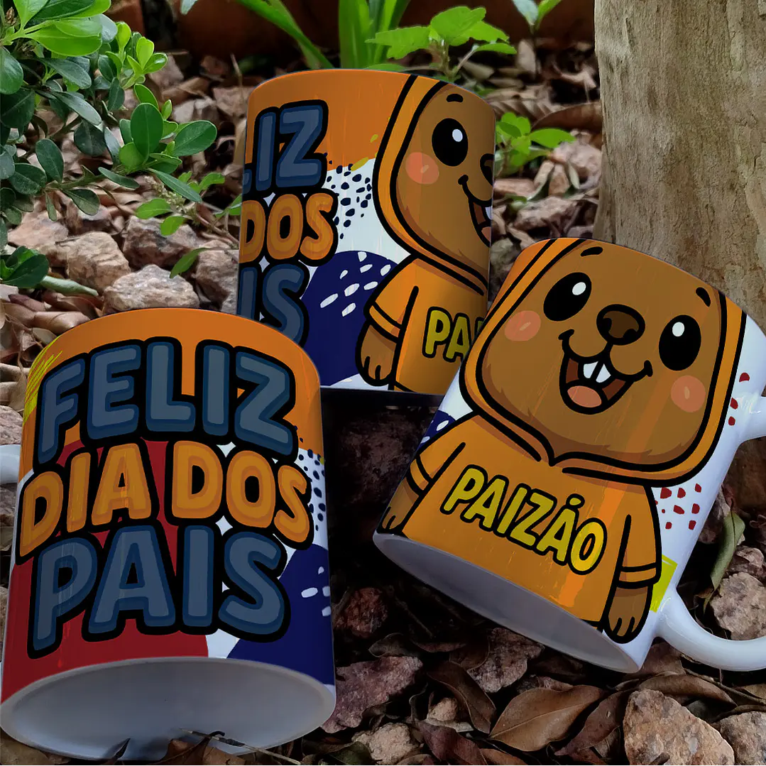 10 Artes para Caneca Dia dos Pais Capivara Arquivo Editável  7