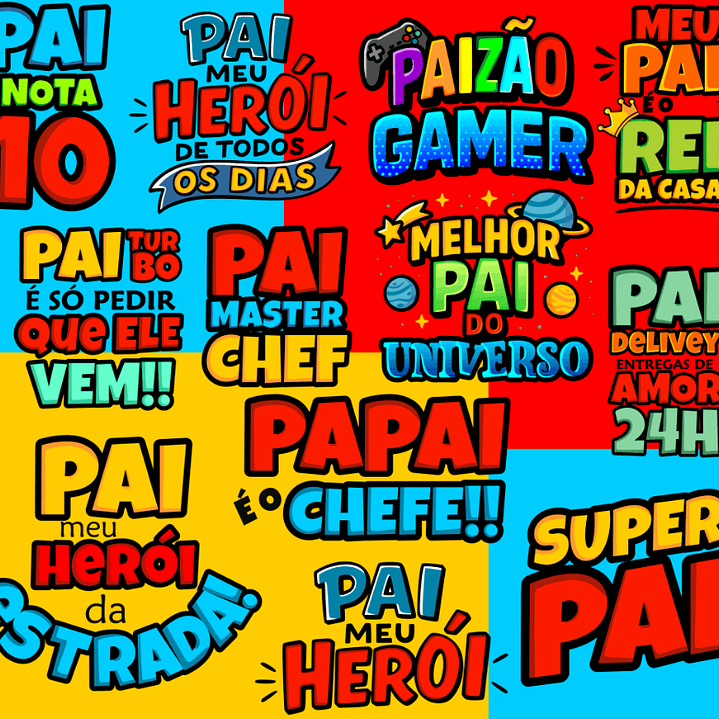 106 Artes para Caneca, azulejo, almofada, e Camisa Dia dos Pais Cartoon + Kit Digital em Jpg 8