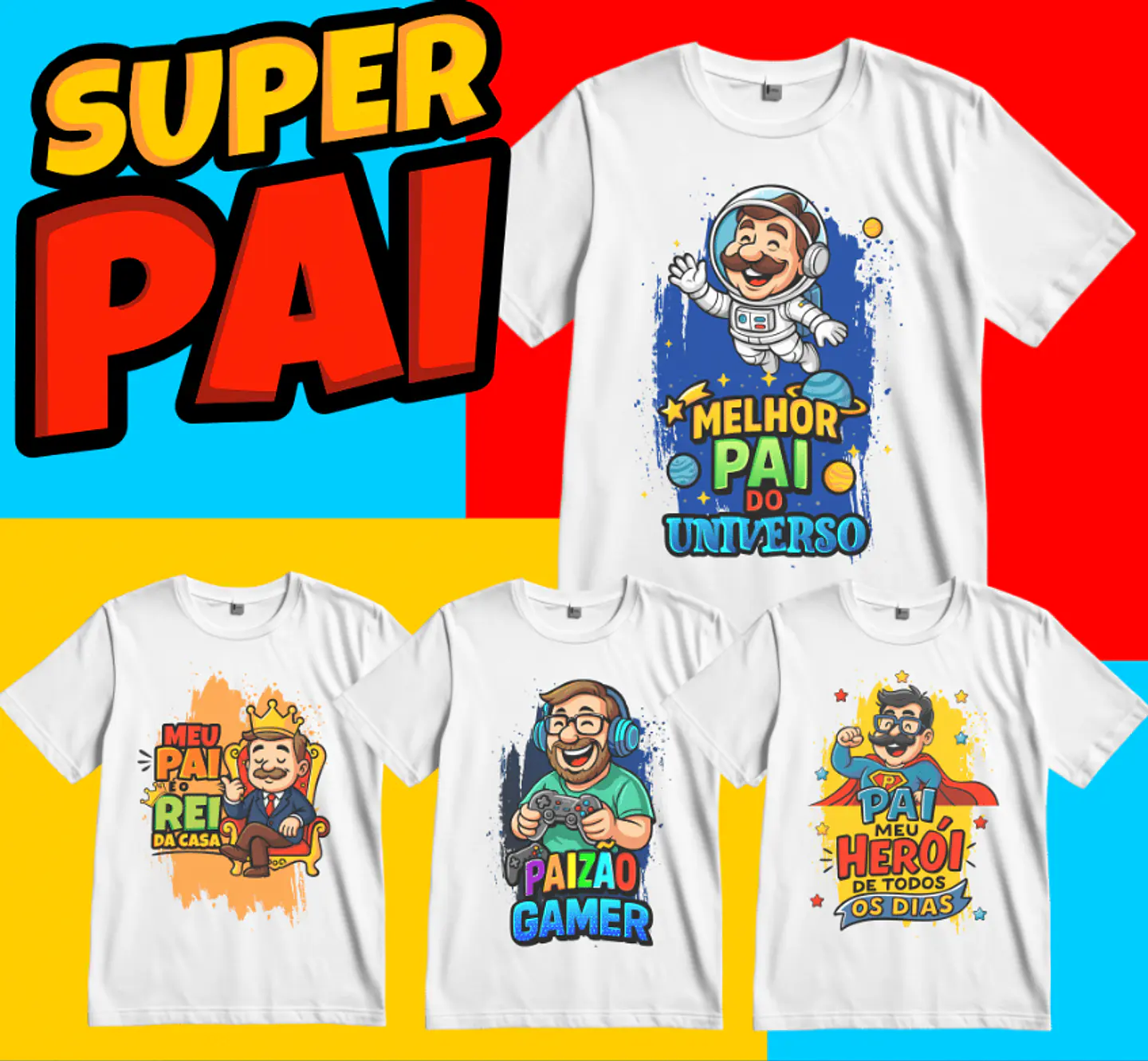 106 Artes para Caneca, azulejo, almofada, e Camisa Dia dos Pais Cartoon + Kit Digital em Jpg 3