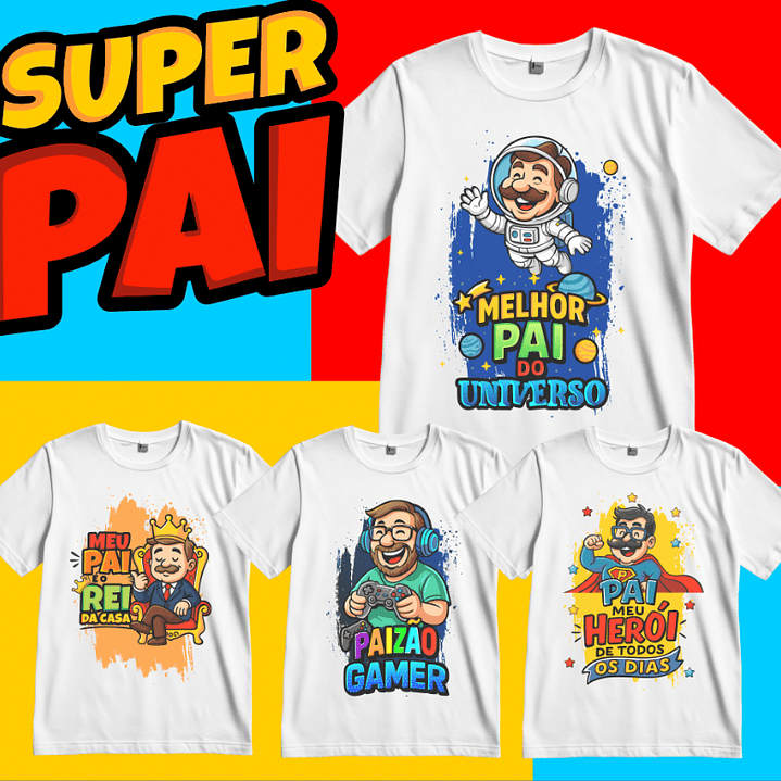 106 Artes para Caneca, azulejo, almofada, e Camisa Dia dos Pais Cartoon + Kit Digital em Jpg 3