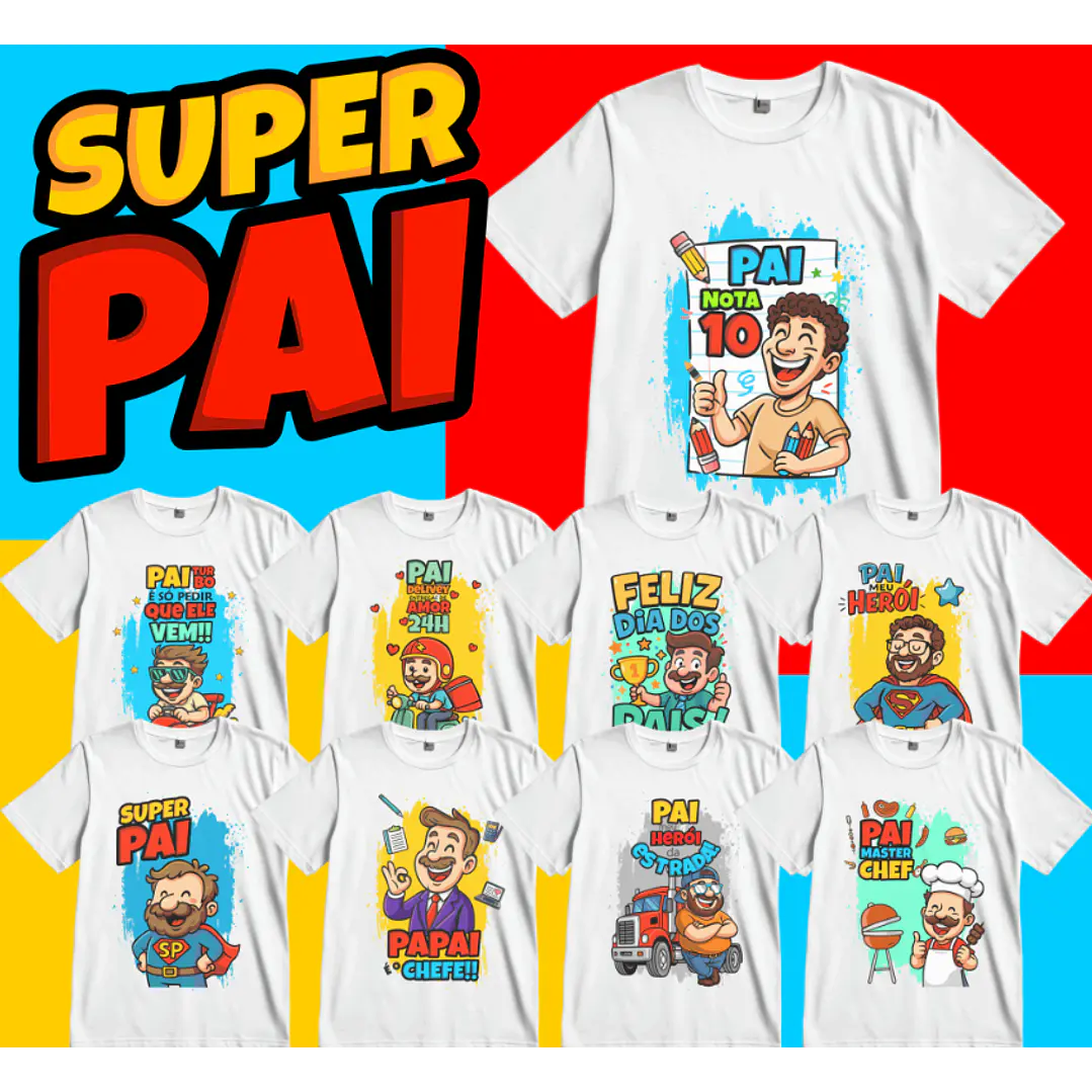 106 Artes para Caneca, azulejo, almofada, e Camisa Dia dos Pais Cartoon + Kit Digital em Jpg 4