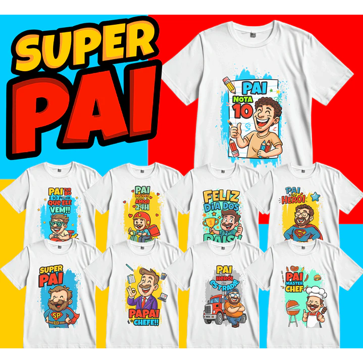 106 Artes para Caneca, azulejo, almofada, e Camisa Dia dos Pais Cartoon + Kit Digital em Jpg 4