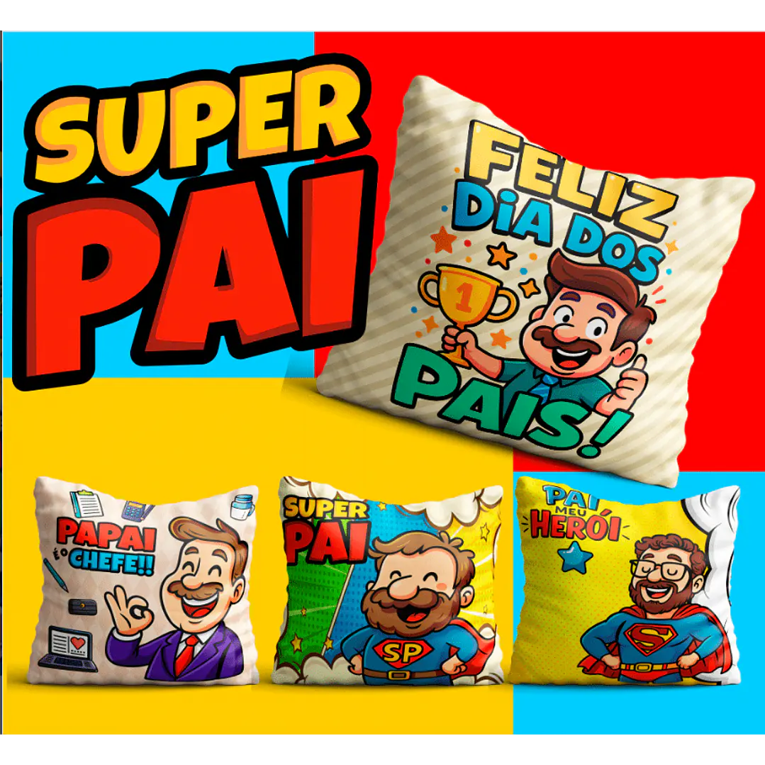 106 Artes para Caneca, azulejo, almofada, e Camisa Dia dos Pais Cartoon + Kit Digital em Jpg 12