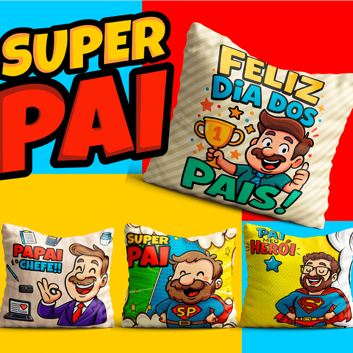 106 Artes para Caneca, azulejo, almofada, e Camisa Dia dos Pais Cartoon + Kit Digital em Jpg 12