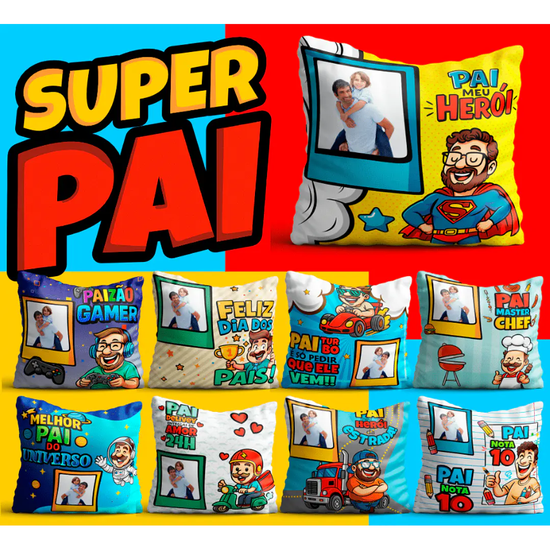 106 Artes para Caneca, azulejo, almofada, e Camisa Dia dos Pais Cartoon + Kit Digital em Jpg 13