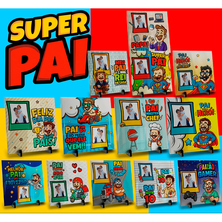 106 Artes para Caneca, azulejo, almofada, e Camisa Dia dos Pais Cartoon + Kit Digital em Jpg 15