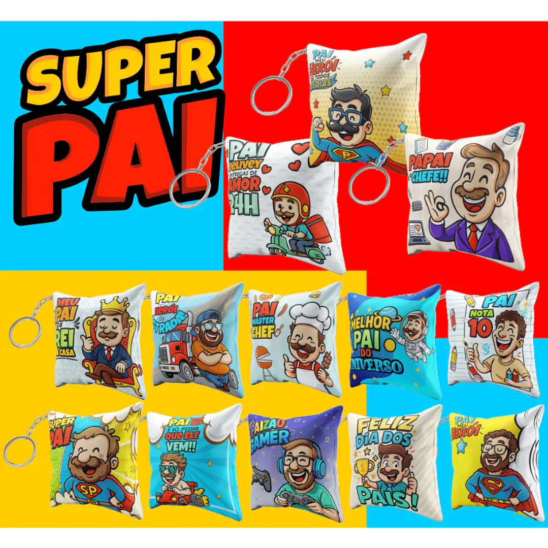 106 Artes para Caneca, azulejo, almofada, e Camisa Dia dos Pais Cartoon + Kit Digital em Jpg 16