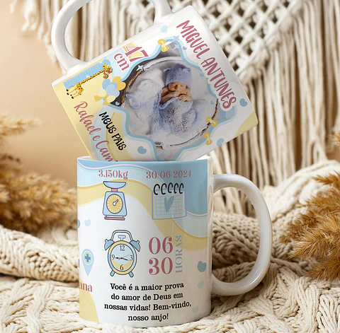 10 Artes para Caneca Nascimento Arquivo Editável 