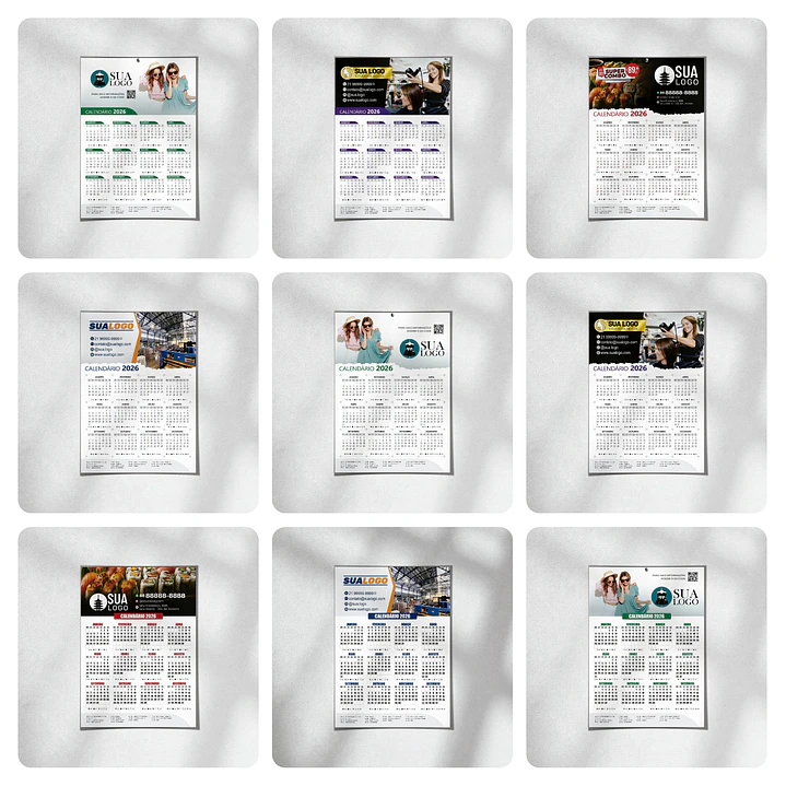 Calendário 2026 Arquivos Editáveis Diversos Modelos PDF e Corel Draw 6