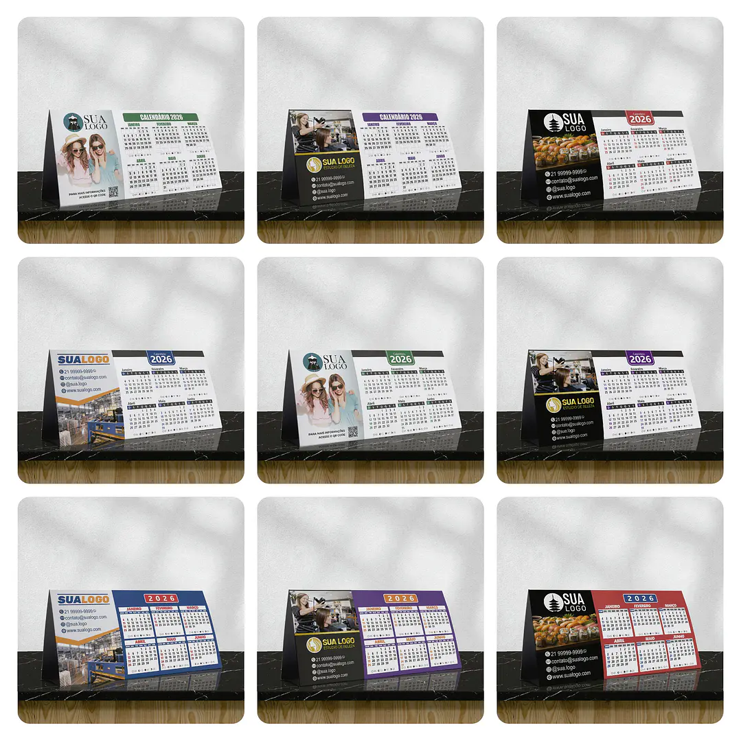 Calendário 2026 Arquivos Editáveis Diversos Modelos PDF e Corel Draw 8