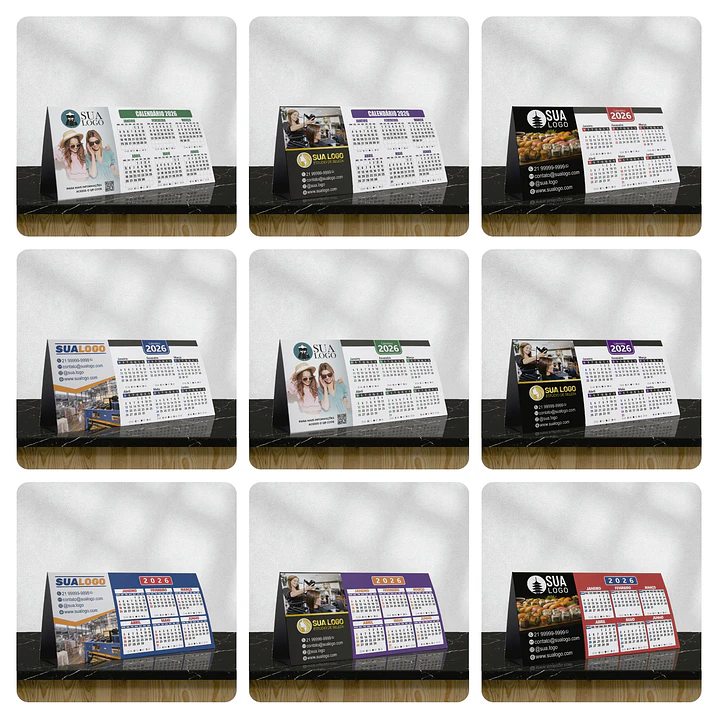 Calendário 2026 Arquivos Editáveis Diversos Modelos PDF e Corel Draw 8