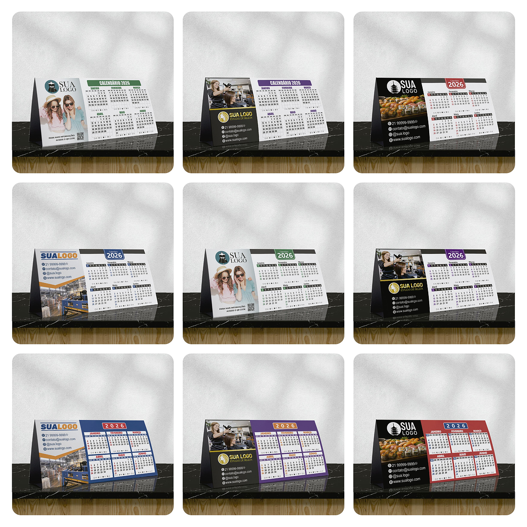 Calendário 2026 Arquivos Editáveis Diversos Modelos PDF e Corel Draw 8