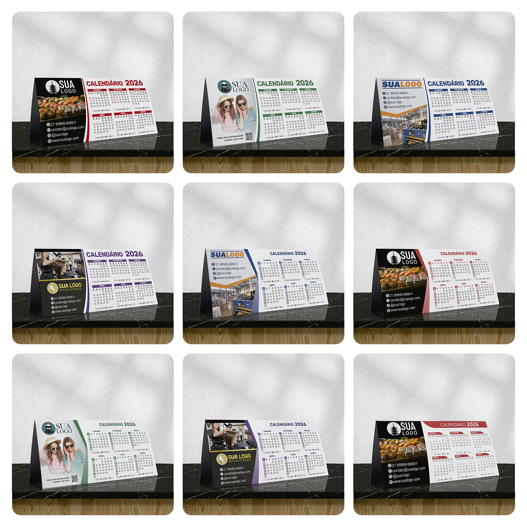 Calendário 2026 Arquivos Editáveis Diversos Modelos PDF e Corel Draw 11