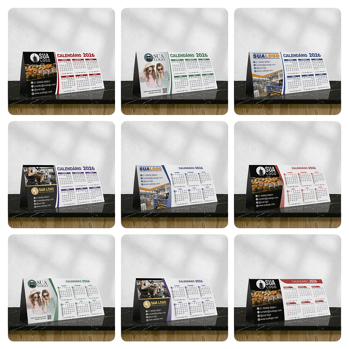 Calendário 2026 Arquivos Editáveis Diversos Modelos PDF e Corel Draw 11