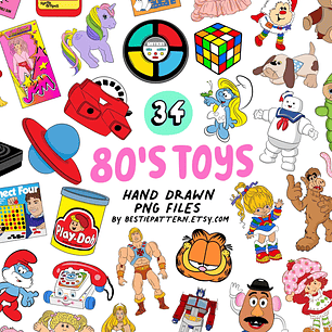 Kit Digital 80's Toys em Png
