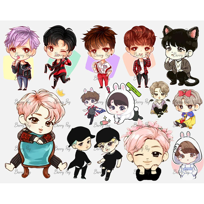 Kit Digital Bts Aquarela em Png 2