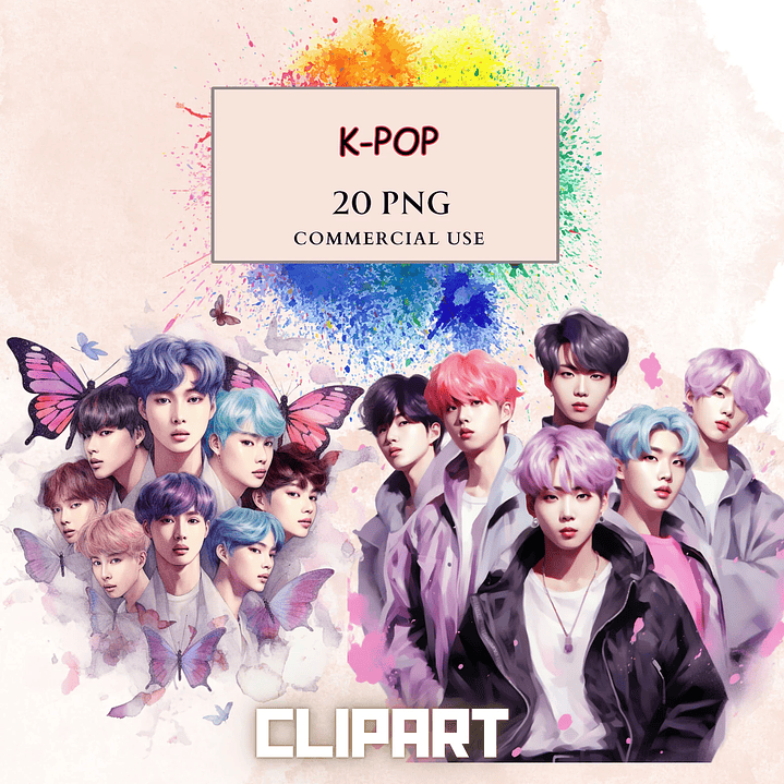 Kit Digital K Pop Aquarela em Png 1