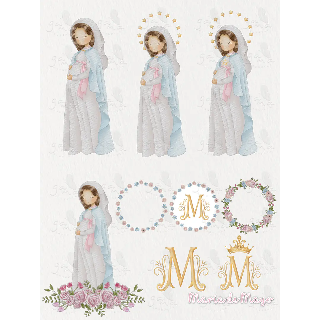 Kit Digital Virgem Maria, Fátima Maria Auxiliadora em Png 2