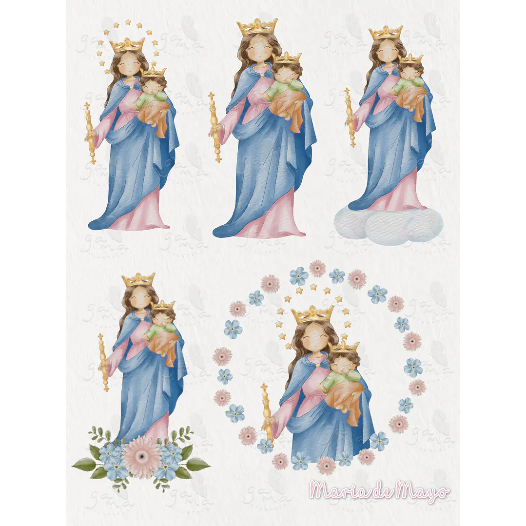 Kit Digital Virgem Maria, Fátima Maria Auxiliadora em Png 3