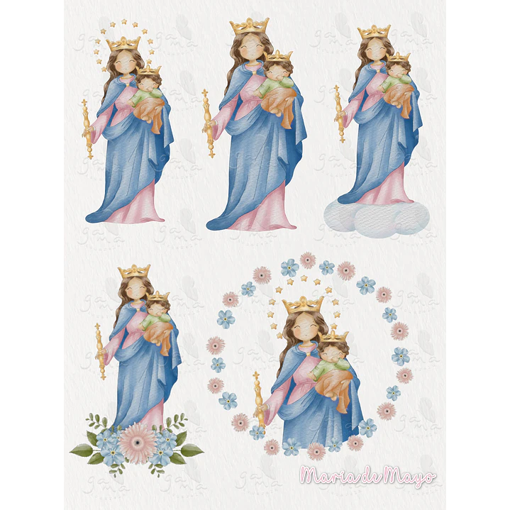 Kit Digital Virgem Maria, Fátima Maria Auxiliadora em Png 3