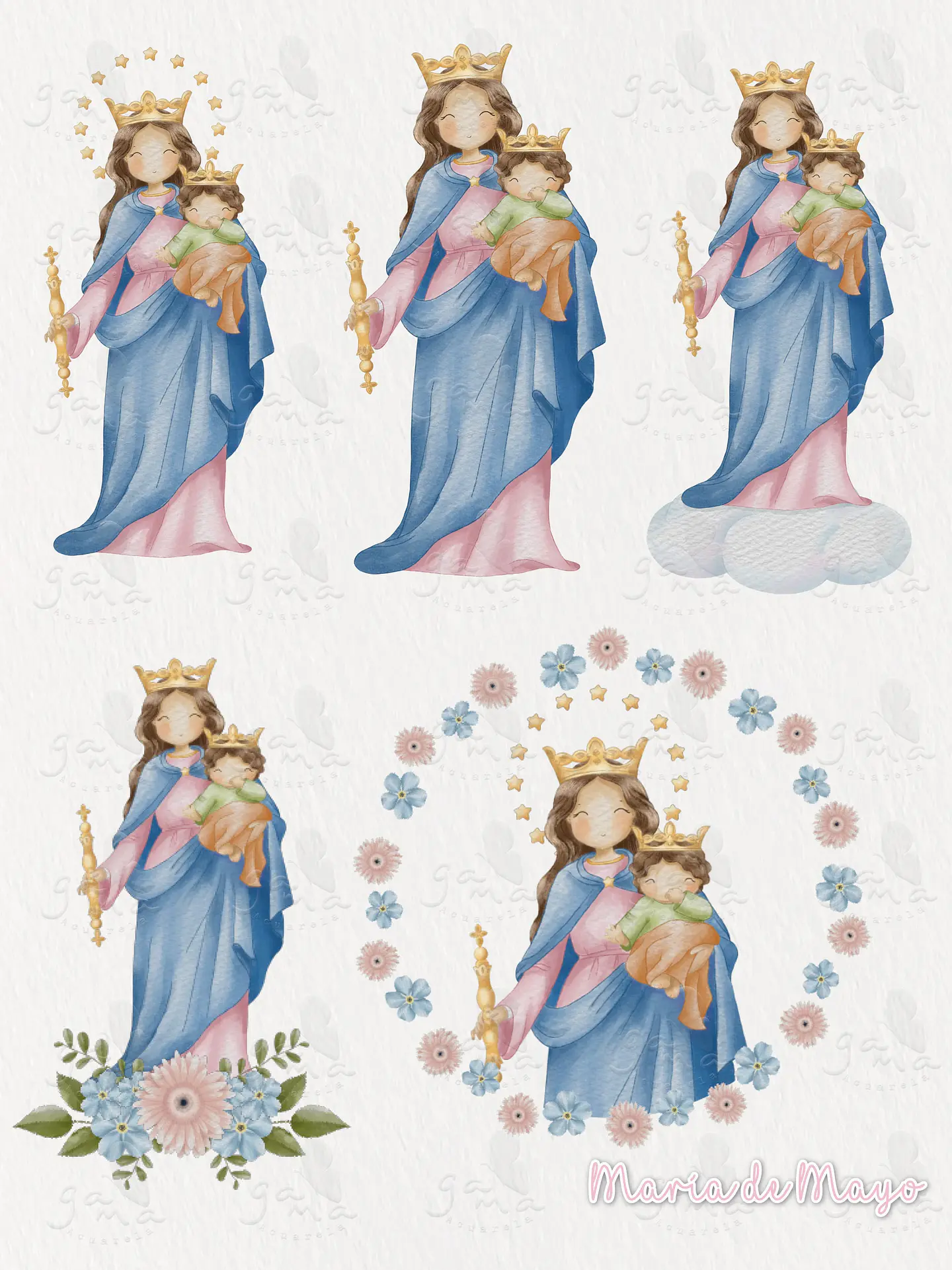 Kit Digital Virgem Maria, Fátima Maria Auxiliadora em Png 3