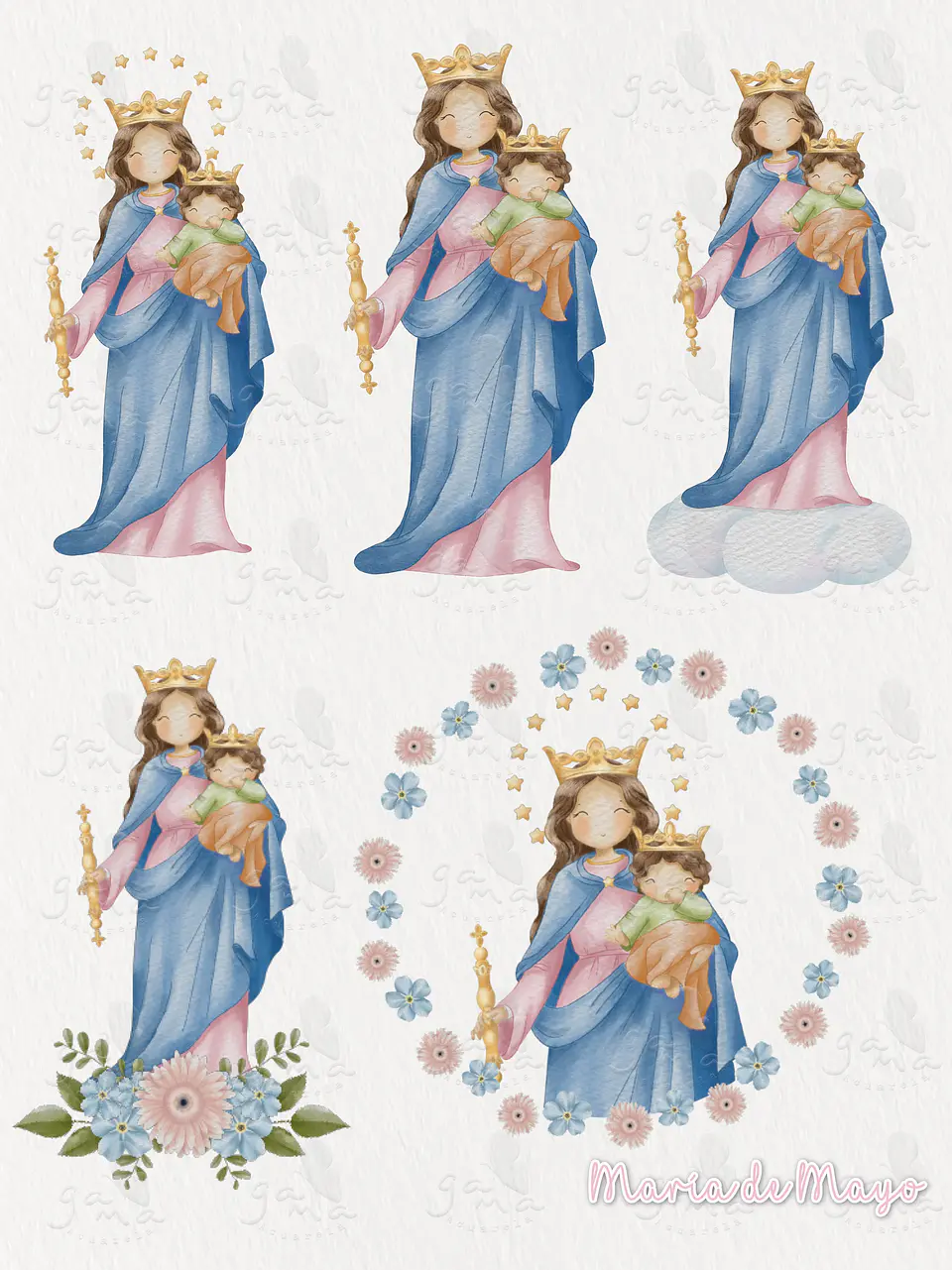 Kit Digital Virgem Maria, Fátima Maria Auxiliadora em Png 3
