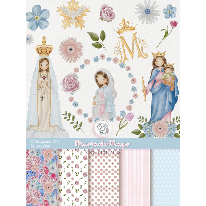 Kit Digital Virgem Maria, Fátima Maria Auxiliadora em Png 1