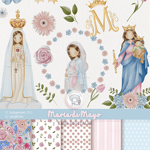 Kit Digital Virgem Maria, Fátima Maria Auxiliadora em Png