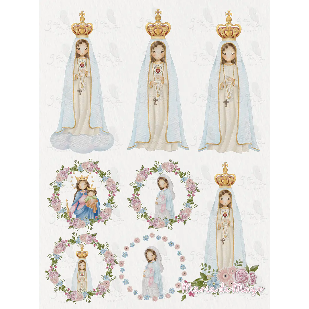 Kit Digital Virgem Maria, Fátima Maria Auxiliadora em Png 4