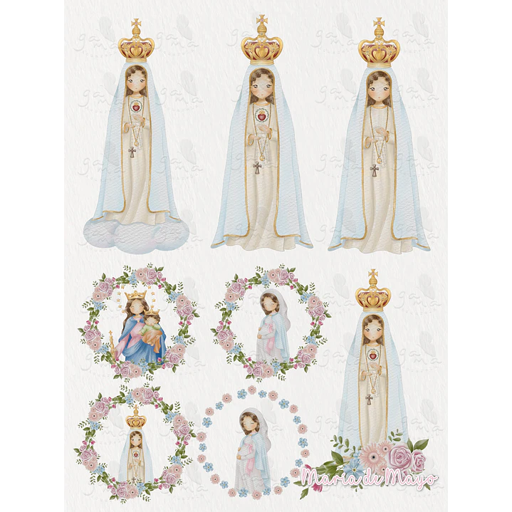Kit Digital Virgem Maria, Fátima Maria Auxiliadora em Png 4