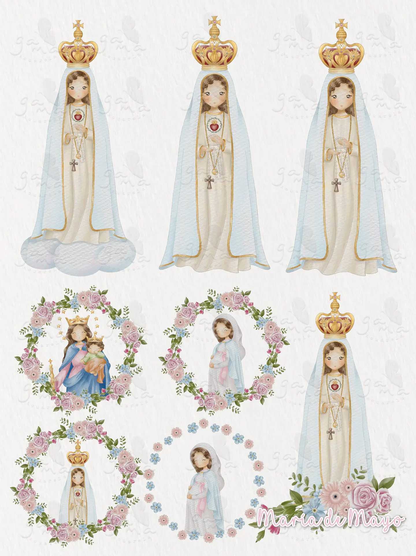 Kit Digital Virgem Maria, Fátima Maria Auxiliadora em Png 4