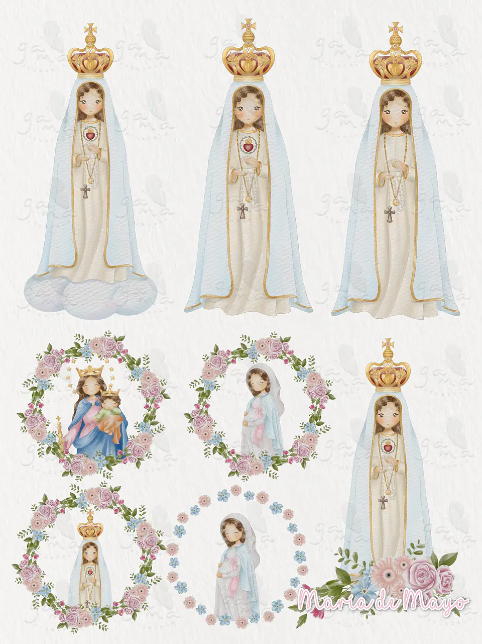 Kit Digital Virgem Maria, Fátima Maria Auxiliadora em Png 4